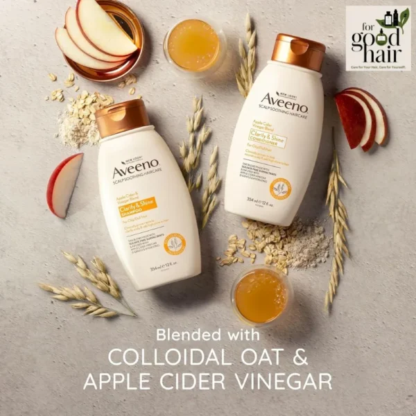 Get Glossy Hair with Aveeno Apple Cider Vinegar Clarifying Shampoo, 12 Fl Oz