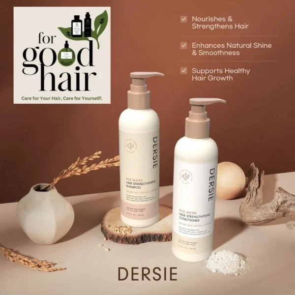 Rice Water Hair Growth Shampoo and Conditioner: Biotin & Caffeine for Thinning Hair