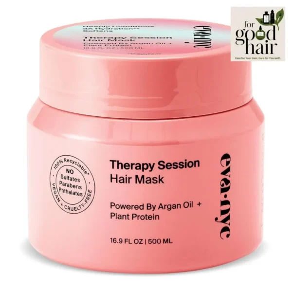 Eva NYC Therapy Session Hair Mask, Argan Oil & Plant Protein Infused Deep Conditioning Mask, 16.9 Fl Oz