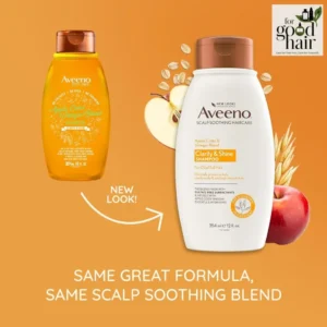 Get Glossy Hair with Aveeno Apple Cider Vinegar Clarifying Shampoo, 12 Fl Oz