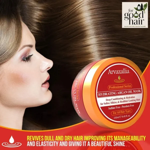 Arvazallia Hydrating Argan Oil Hair Mask & Conditioner for Dry Hair - 8.45 Oz